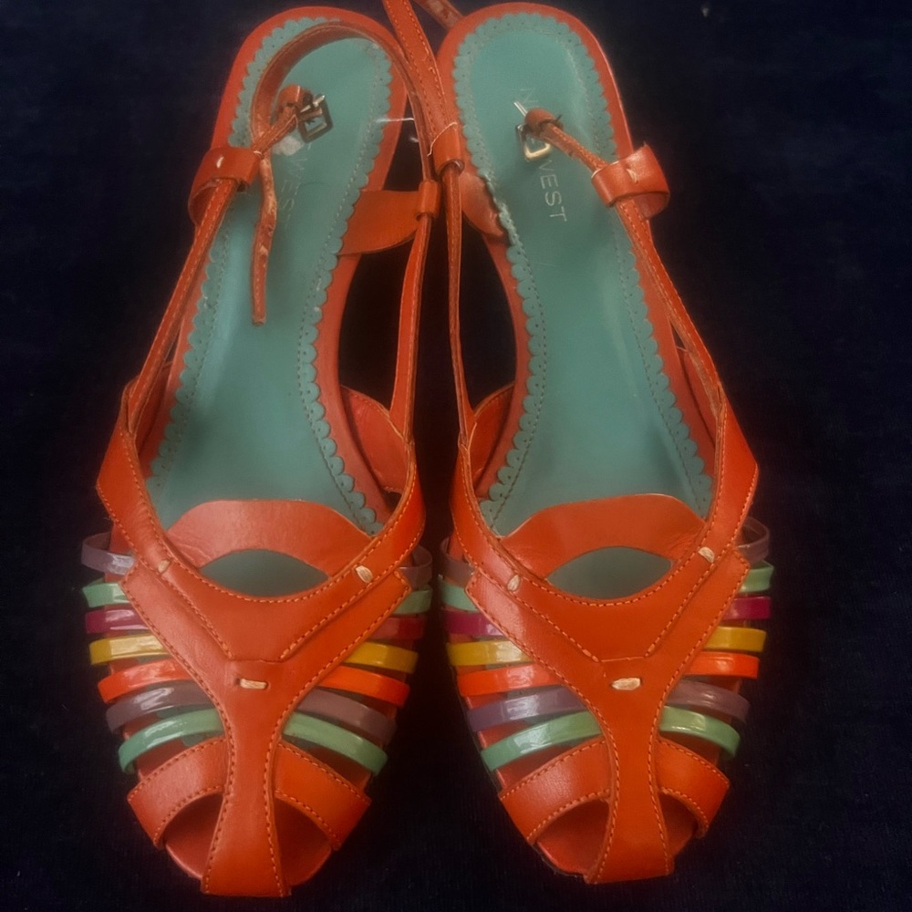 Nine West Multicolor Strappy Sandals Leather